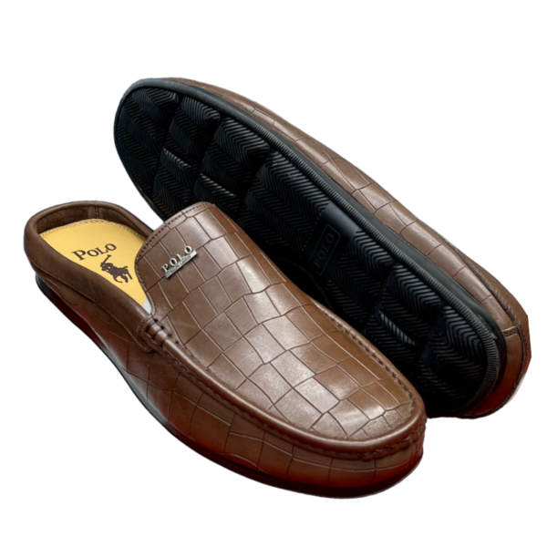 Classic Skin Patterned Polo Mules- Brown