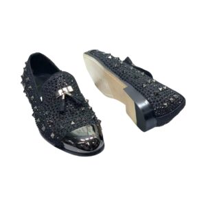 Luxury Studded Exotic Shoe With Metal Toe-Black | Brown