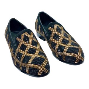 Classic Check Stone Stone Studded Luxury Loafers-Black